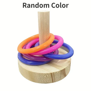 Wooden Interactive Parrot Ring Toy Educational Exercise Stimulating Fun Playtime for Parrot Parakeet Bird Toys Random Color