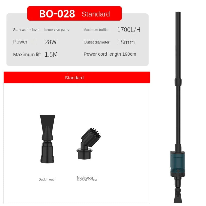 BO series fish tank low water level water changer electric submersible pump aquarium toilet suction device to clean fish feces.