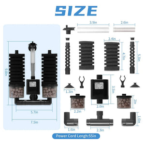 220V Aquarium Filter Fish Tank Air Pump Skimmer Biochemical Sponge Filters Fish Tanks Filtration System Aquariums Accessories