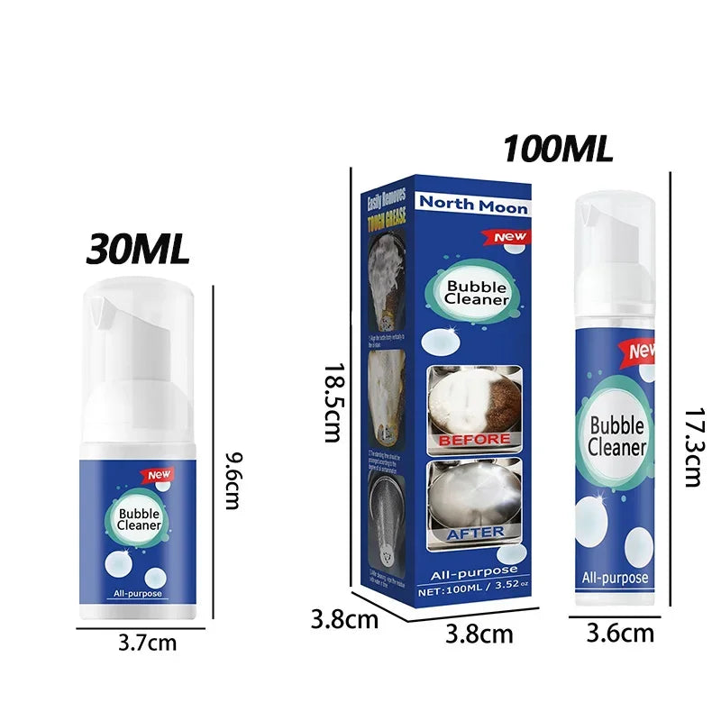 30ml/100ml Oil Stain Bubble Cleaner Multi-Purpose Oil Stain Remover Rinse-Free Deep Cleaning Spray for Kitchen Hood and Ware