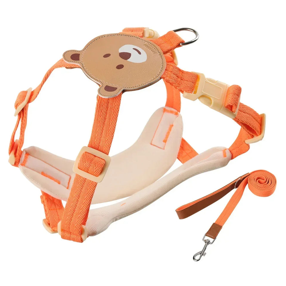 Cute Duck Adjustable Cat Harness Leash Pets Collar for Small Dog Cats Safe Comfortable Outdoor Walks Rope For Puppy Accessorie