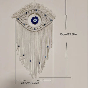 Macrame Wall Hanging Handmade Turkish Evil Eye Pendant Tapestry Nazar Decoration for Home Living Room Wall Home Decor Gift Tapiz