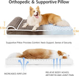 Orthopedic XL Dog Bed Large Sized Dog with Pillow 42''X28'', Waterproof Soft Comfortable Egg Crate Foam Pet Crate Beds Mat with