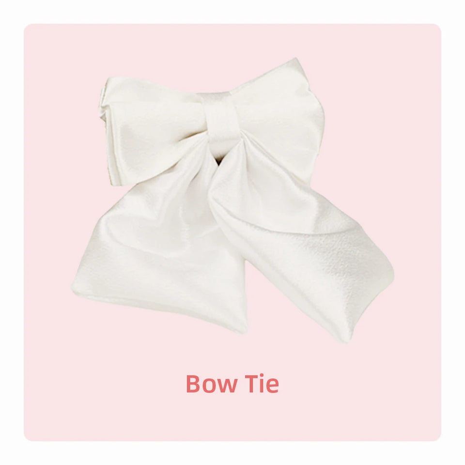 Bowtie Dog Collar Leash Harness White Unique Style Necklace with Detachable Bow Tie for Puppy Small Medium Large Dogs Wedding