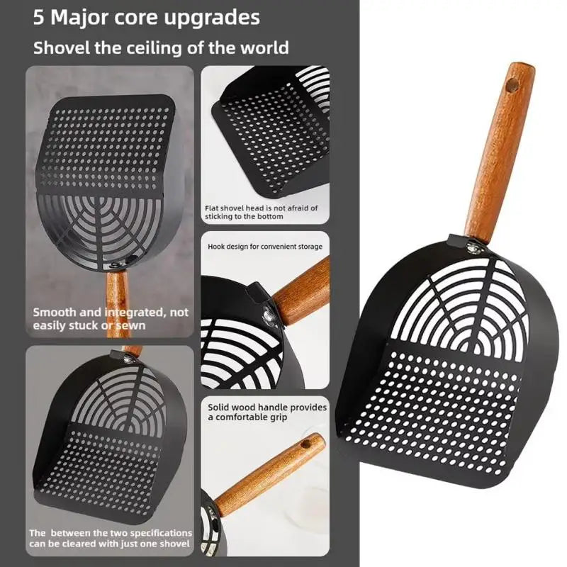Cat Litter Shovel Pet Cleaning Tool carbon steel Wooden Handle Washable Kitten Litter Scoop Cats Toilet Cleaning Shovel Tool