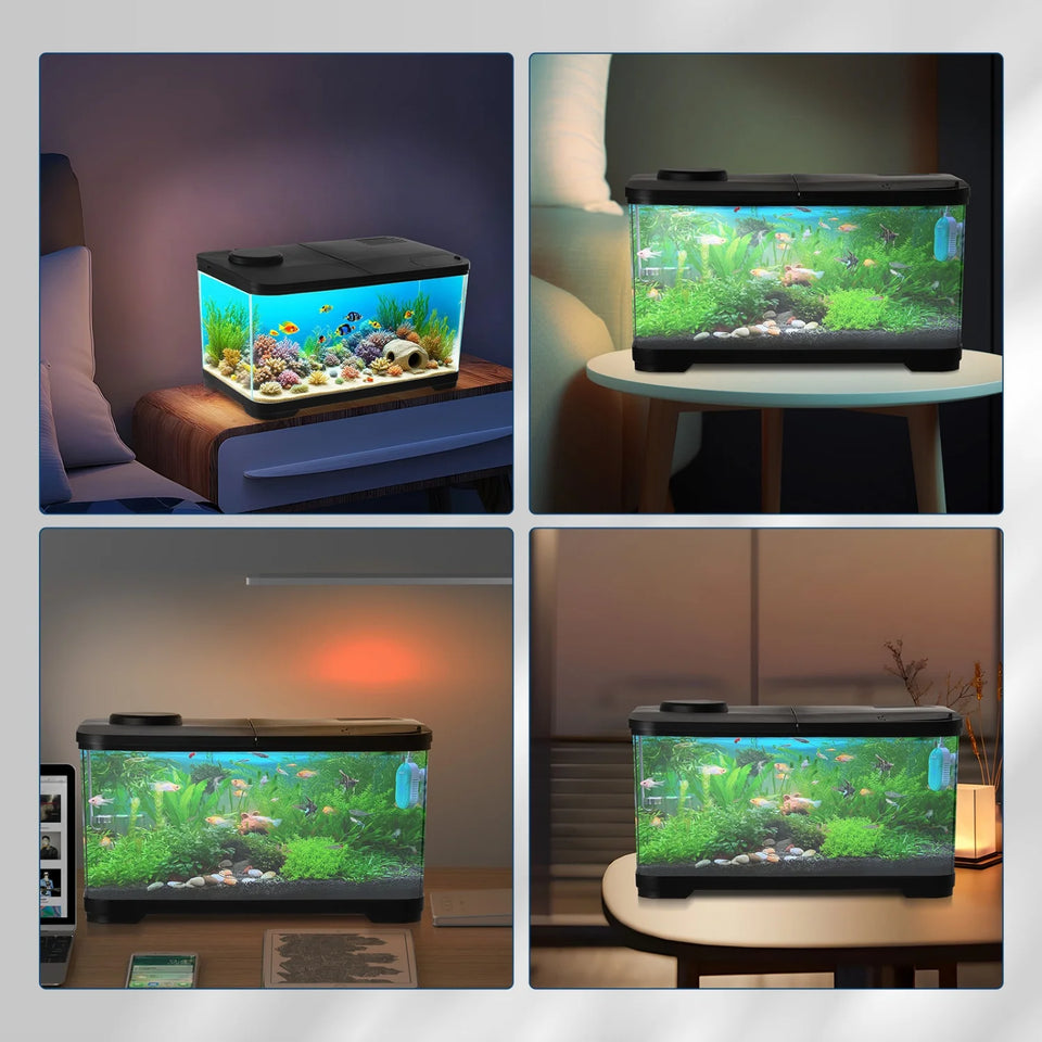 Aquarium Starter Kits - Arcrylic Fish Tank with Led Lights Freshwater & Marine Aquarium Tank for Betta, Fish Breeding Box