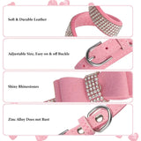 Pink Rhinestone Dog Collar XXS 2Pack Bling Kitten Collar Soft Suede Glitter Diamond Jewelry Crystal Girl Puppy Collar with Bow