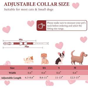 Pink Rhinestone Dog Collar XXS 2Pack Bling Kitten Collar Soft Suede Glitter Diamond Jewelry Crystal Girl Puppy Collar with Bow
