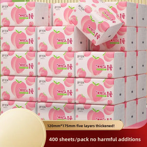 400 Sheets/pack Of Shukele Paper, 5 Layers Of Thickened, 80 Sheets/pack, Large Napkins, Large-sized Hand Wipes, Toilet Paper