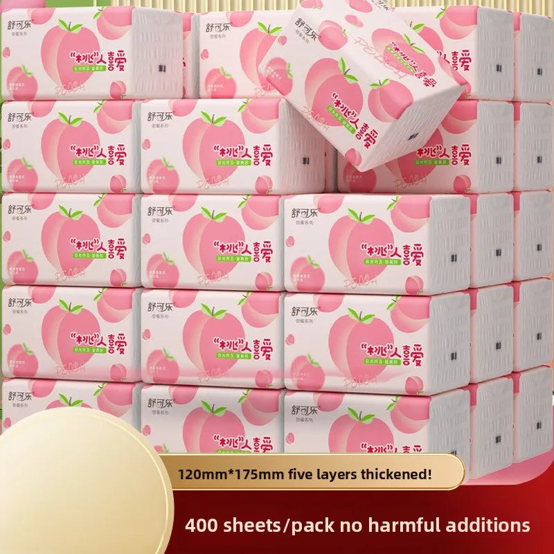 400 Sheets/pack Of Shukele Paper, 5 Layers Of Thickened, 80 Sheets/pack, Large Napkins, Large-sized Hand Wipes, Toilet Paper