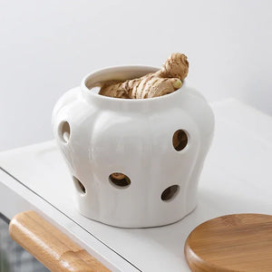 Kitchen Ventilation Storage Tank Pumpkin Jar Hollow Out Ceramic Storage Tank Garlic Ginger Dried Chili Pepper Storage  Jars