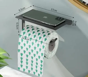 Aluminum Alloy Toilet Paper Holder Shelf With Tray Bathroom Accessories Kitchen Wall Hanging Punch-Free Toilet Paper Roll Holder