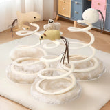 Cat Toy & Scratcher Set - Spiral Steel Spring Linen Disc Scratching Pad + Linen Mouse, Durable Cat Scratching Toy for Nail Care