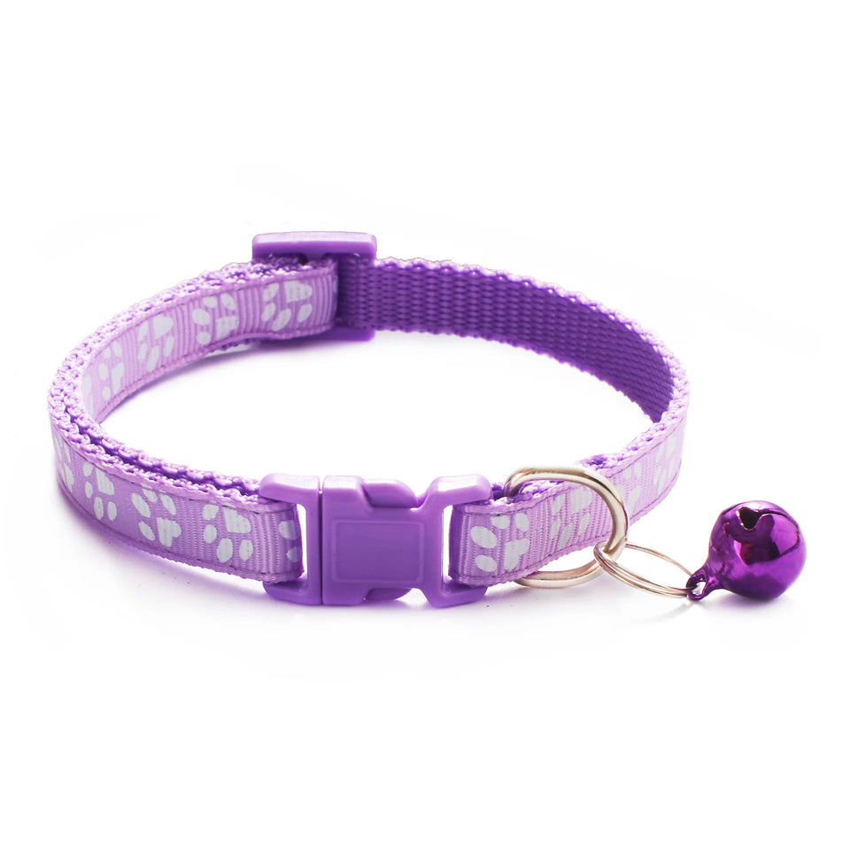 HABO Collar With Bell Cartoon Footprint Colorful Dog Puppy Cat Accessories Kitten Collar Adjustable Safety Bell Ring Necklace