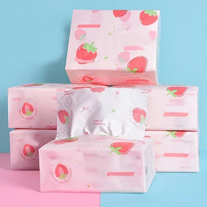 1 Pack/5 Packs/10Packs  of Strawberry Printed 4-layer Soft Paper, Household Paper, Toilet Paper, Napkins, Kitchen Paper