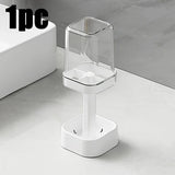 Bathroom Toothbrush Holder with Toothpaste Squeezer - 6 in 1 Wall Mount Organizer for Electric Brushes, Cups, Suction Cup Storag