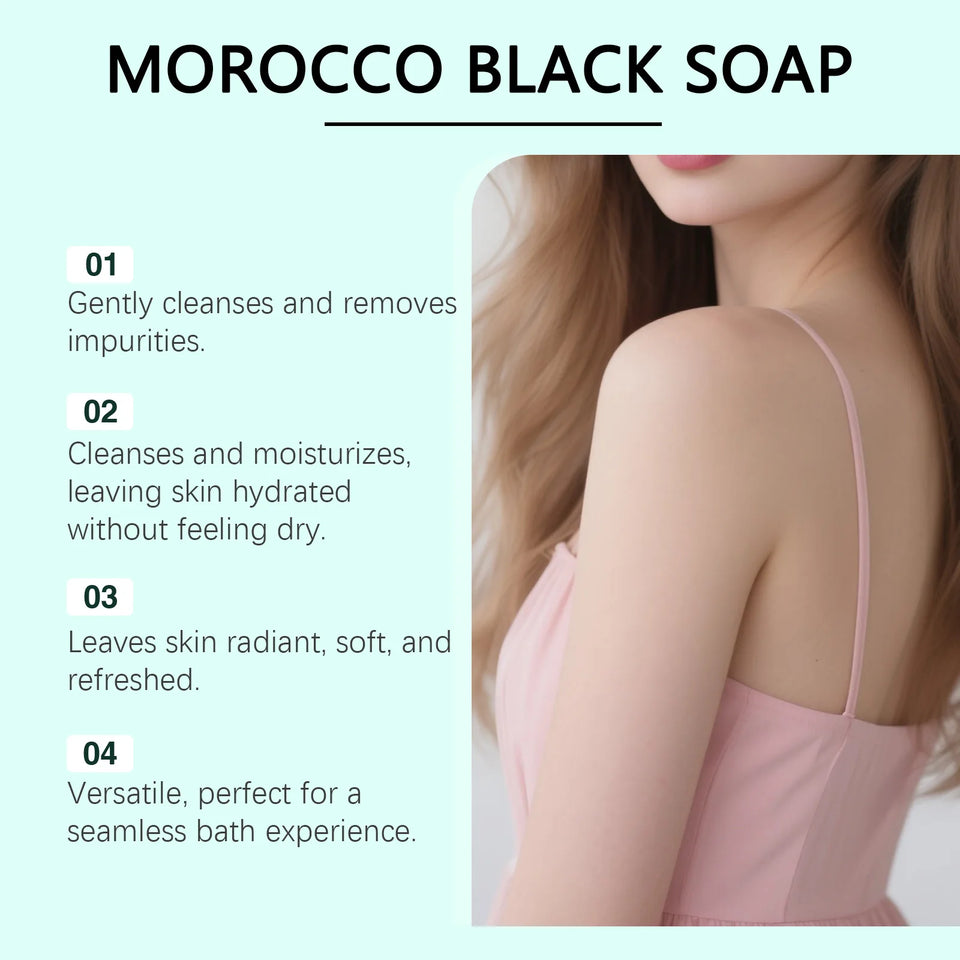 Natural Morocco Black Soap Dead Skin Remover Body Scrub Purifying Deep Cleansing Gentle on All Skin Types 100G/3.530Z