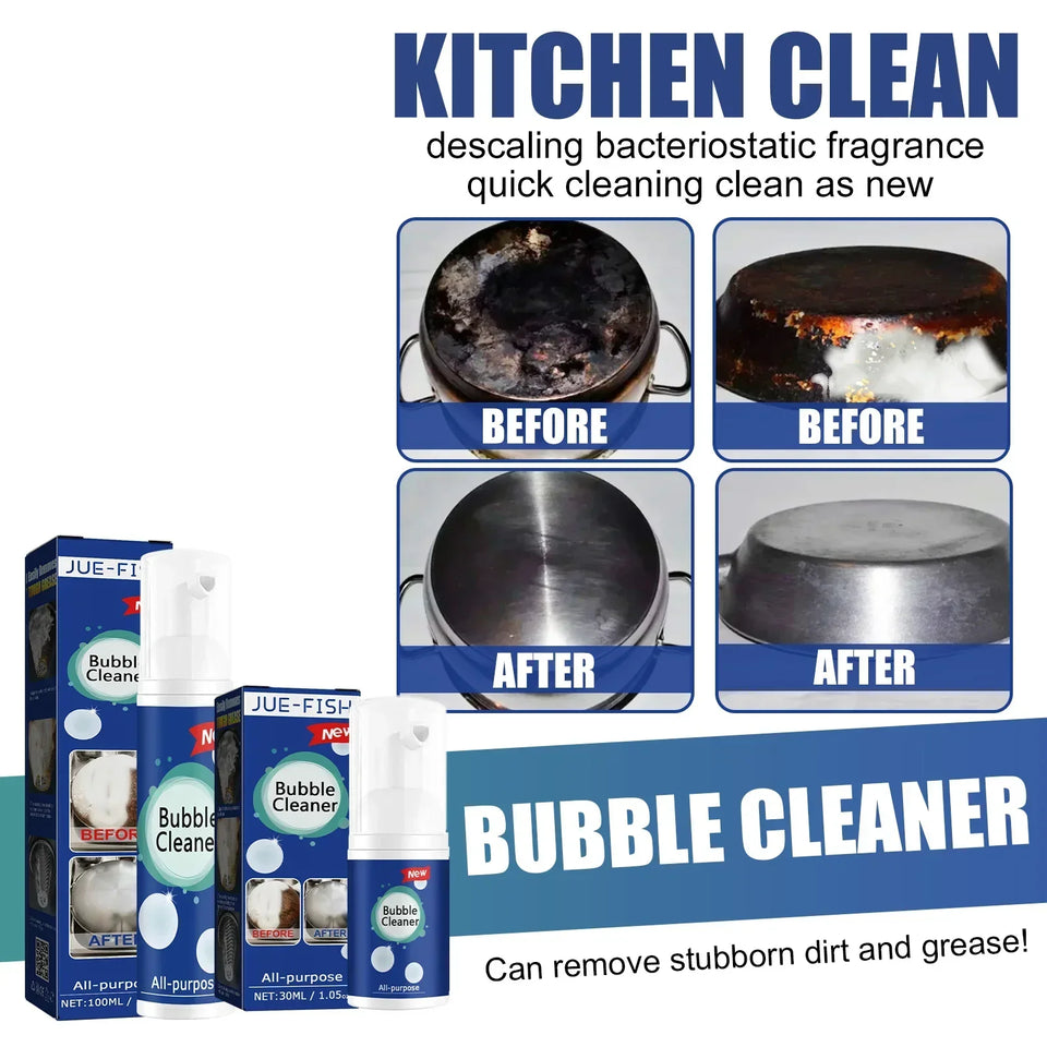 30ml/100ml Oil Stain Bubble Cleaner Multi-Purpose Oil Stain Remover Rinse-Free Deep Cleaning Spray for Kitchen Hood and Ware