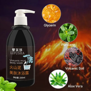 Volcanic Mud Body Wash Effective 3 in 1 Moisturizing Fast Whitening 250ml Firming Skin Deep Sea Mud Body Cleansers