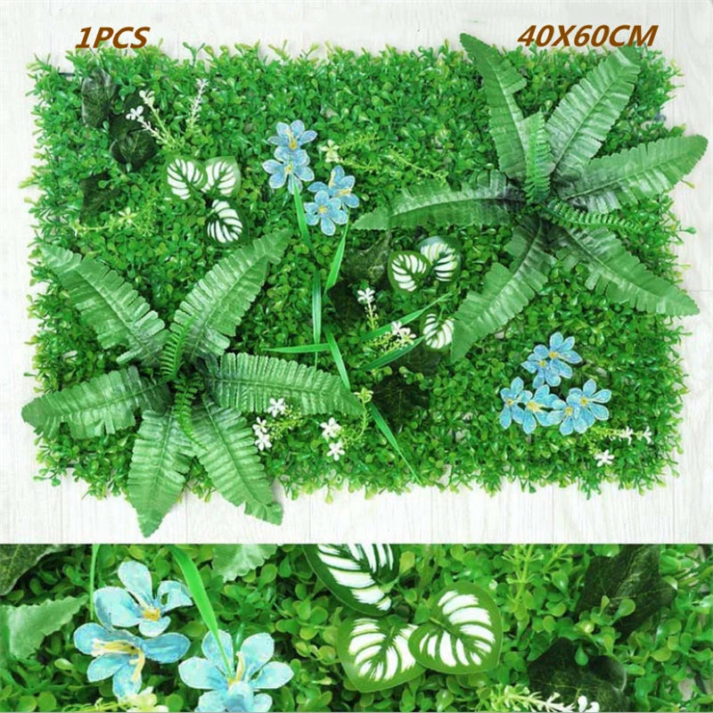 Green Artificial Plants Wall Panel Plastic Outdoor Lawns Fake Flowers Decor  Wedding Backdrop Party Garden Grass Flower Wall
