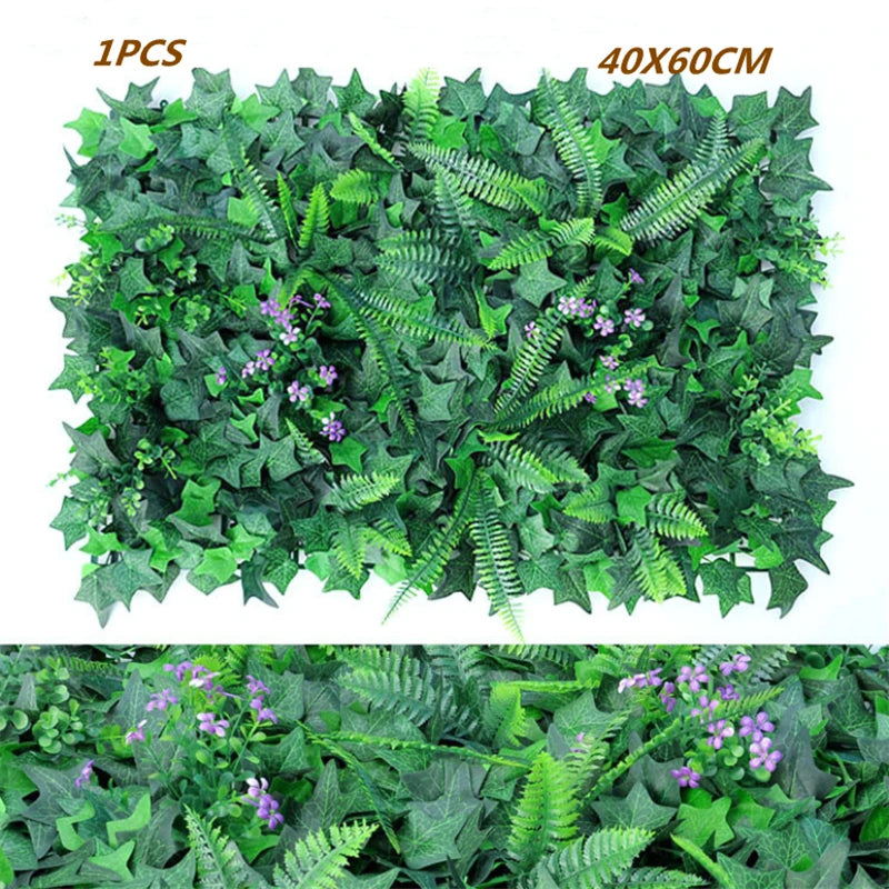 Green Artificial Plants Wall Panel Plastic Outdoor Lawns Fake Flowers Decor  Wedding Backdrop Party Garden Grass Flower Wall