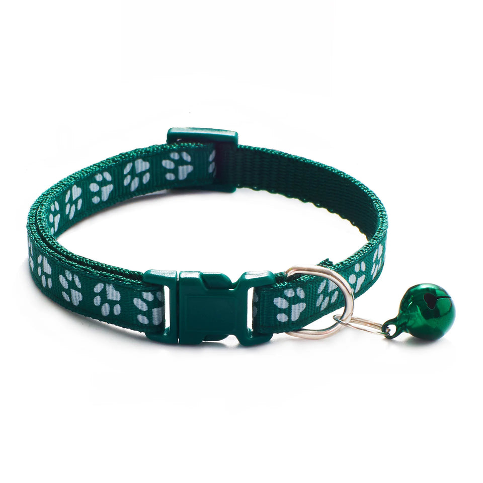 HABO Collar With Bell Cartoon Footprint Colorful Dog Puppy Cat Accessories Kitten Collar Adjustable Safety Bell Ring Necklace
