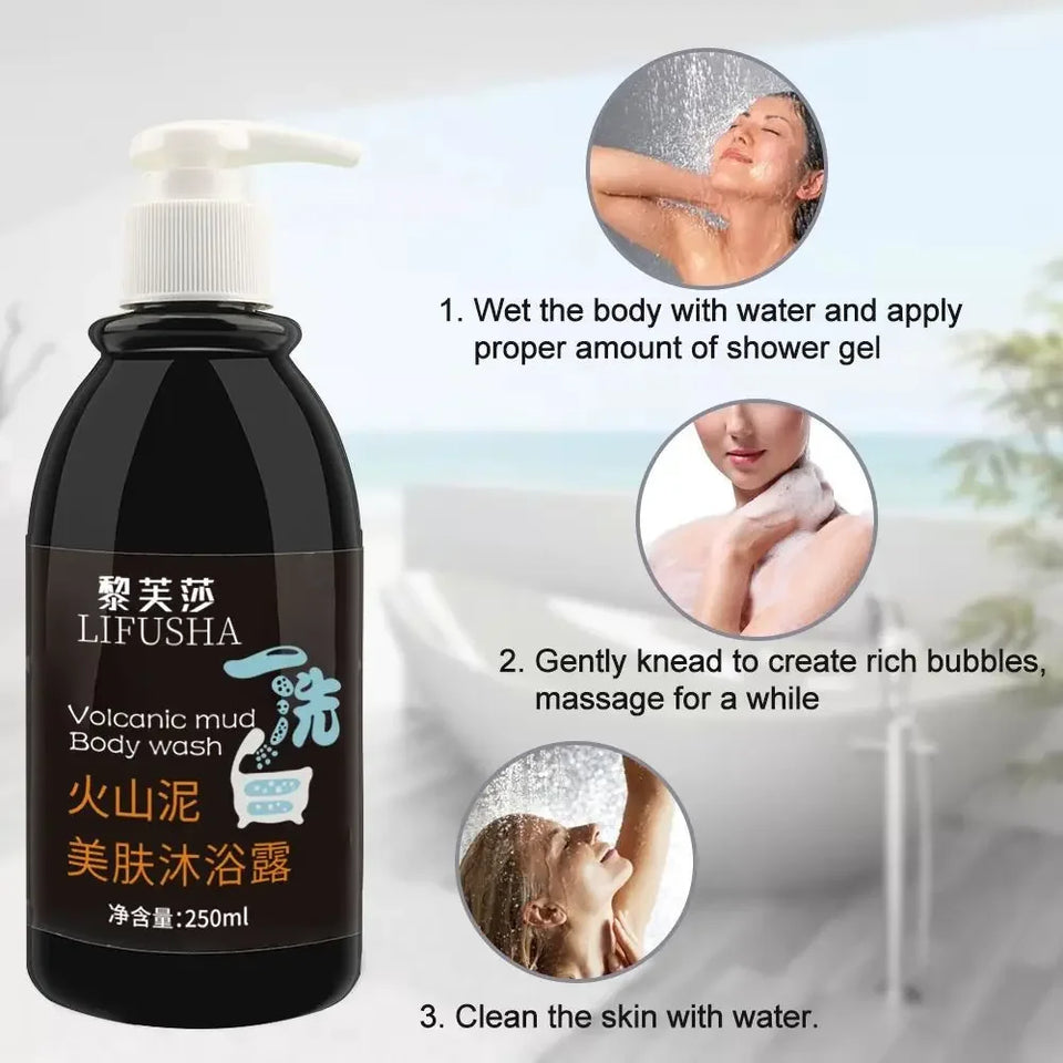 Volcanic Mud Body Wash Effective 3 in 1 Moisturizing Fast Whitening 250ml Firming Skin Deep Sea Mud Body Cleansers