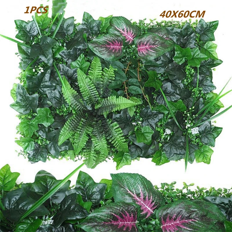 Green Artificial Plants Wall Panel Plastic Outdoor Lawns Fake Flowers Decor  Wedding Backdrop Party Garden Grass Flower Wall