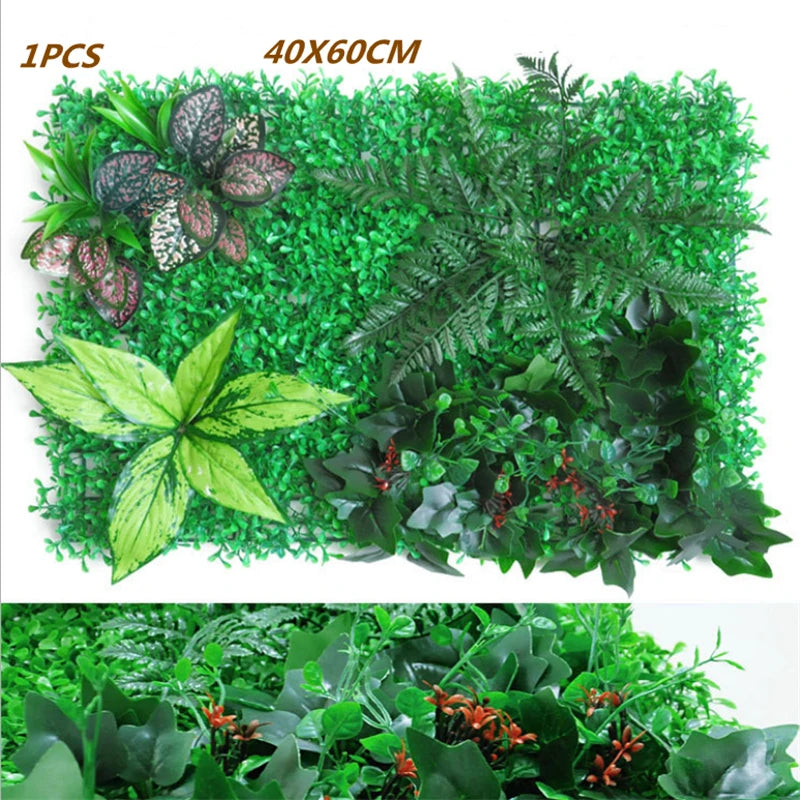 Green Artificial Plants Wall Panel Plastic Outdoor Lawns Fake Flowers Decor  Wedding Backdrop Party Garden Grass Flower Wall