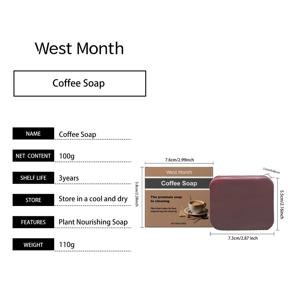 WEST MONTH Coffee Soap Coffee Essence Mild Cleansing Nourishing Skin Moisturizing Brightening Soap 100G/3.53 OZ