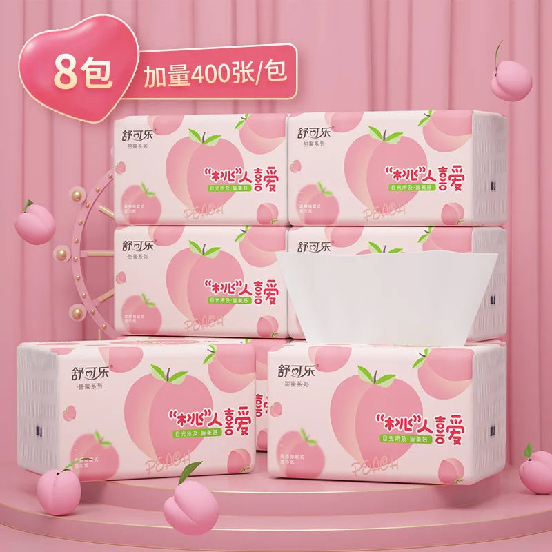 400 Sheets/pack Of Shukele Paper, 5 Layers Of Thickened, 80 Sheets/pack, Large Napkins, Large-sized Hand Wipes, Toilet Paper