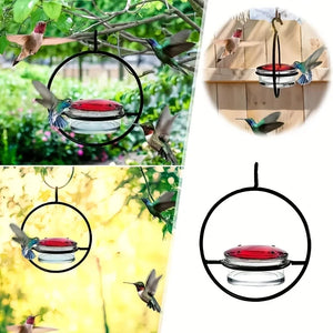 1pc//2pcs/3pcs Beautiful Hanging Hummingbird Feeder, Metal Bottle Humming Bird Feeder With Circular Metal Holder And Perch