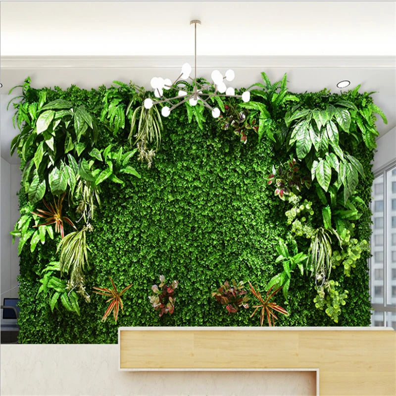Green Artificial Plants Wall Panel Plastic Outdoor Lawns Fake Flowers Decor  Wedding Backdrop Party Garden Grass Flower Wall