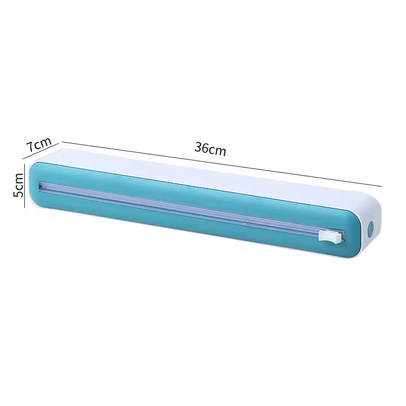 Practical Kitchen Tool Plastic Wrap Dispenser with Cutter, Adjustable Foil & Cling Film Storage Box Food Wrap Organizer