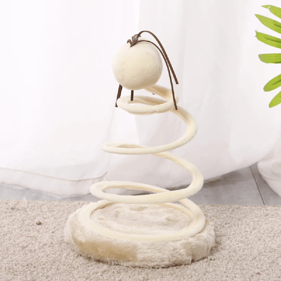 Cat Toy & Scratcher Set - Spiral Steel Spring Linen Disc Scratching Pad + Linen Mouse, Durable Cat Scratching Toy for Nail Care