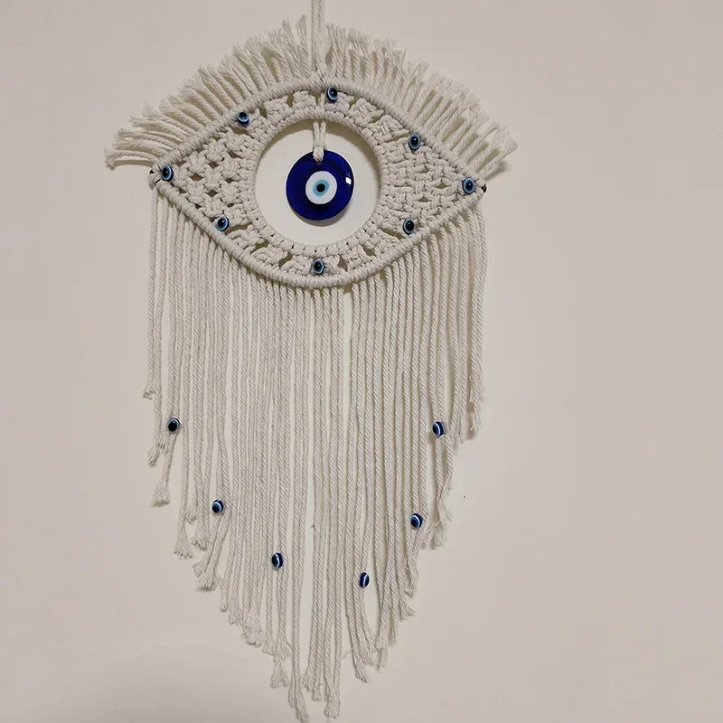 Macrame Wall Hanging Handmade Turkish Evil Eye Pendant Tapestry Nazar Decoration for Home Living Room Wall Home Decor Gift Tapiz
