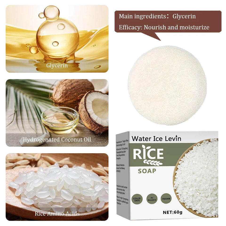 Handmade rice soap Rice Collagen, Skin Control whitening bath tool Whitening oil Moisturizing hair care essential oil soap