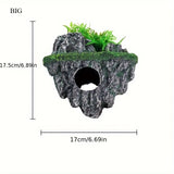 Multi-Use Aquarium Floating Island Décor Rock with Shelter for Fish, Ecological Scenery Rockery for Fish Tank Landscaping
