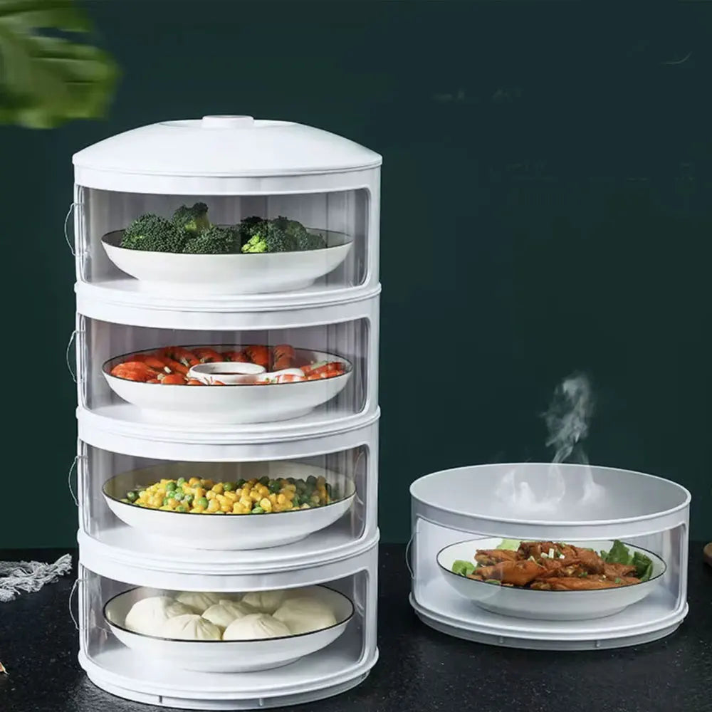 Anti Fly Vegetable Cover Food Insulation Covers 3/4/5 Layer Transparent Stackable Dustproof Leftovers Food Storage Box Container
