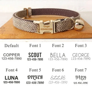 Personalized Name Dog & Cat Collar - Premium Bow Tie Free Engraving ID Name Tag Thick Suit Fiber Material Pets Accessory Collar