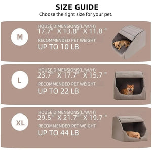 Dog Bed House, Cozy Dog House Indoor, Memory Sponge, Plush Dog Cave Bed Crate Cushion with Non-Slip Bottom