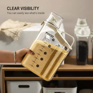 Airtight Rice Storage Container with Measuring Cup Cereal Dry Food Containers Dispenser Pet Dog Cat Food Container Box BPA Free
