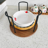 BAKALA Walnut kitchen bowl rack, countertop, multifunctional bowl and dish storage rack, draining utensil and bowl storage rack