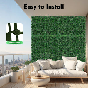 Pack of 12 Artificial Hedge Plant Fence Screen Green Wall Panels Decor Beautiful for Balcony Fence, UV Protection