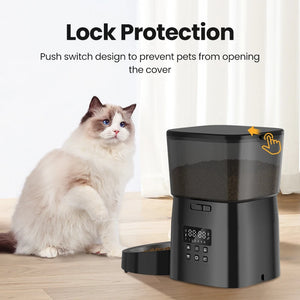 ROJECO Automatic Cat Feeder Pet Smart Cat Food Kibble Dispenser Button Version Smart Control Auto Feeder For Cat Dog Accessories