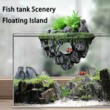 Multi-Use Aquarium Floating Island Décor Rock with Shelter for Fish, Ecological Scenery Rockery for Fish Tank Landscaping