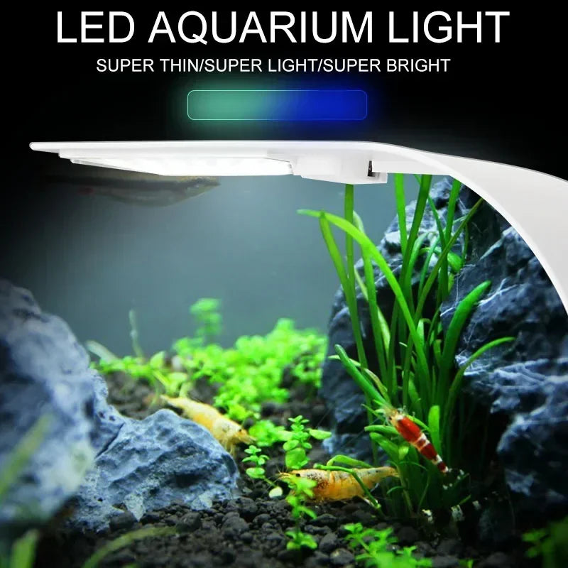 Ultra Thin LED Aquarium Light 5W/10W/15W Aquatic Plant Lighting Waterproof Clip-on Lamp For Fish Tank Plants Grow Light