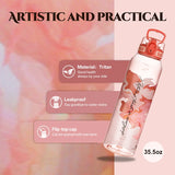New UZ 1L BPA-Free Water Bottle Artistic Leakproof Shaker Sports Drink Cup Large Capacity Plastic for School Travel Climbing Gym
