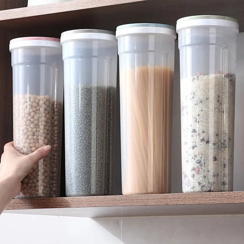 Noodles Storage Container Food Grade Plastic Transparent Airtight Kitchen Multi Compartment Sealed Jars Pantry Dry Food Cylinder