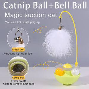 Tumbler Cat Toy Removable Stick Feather Scratching Ball Anti-Bite Turntable Interactive Toy Interesting Pet Supplies